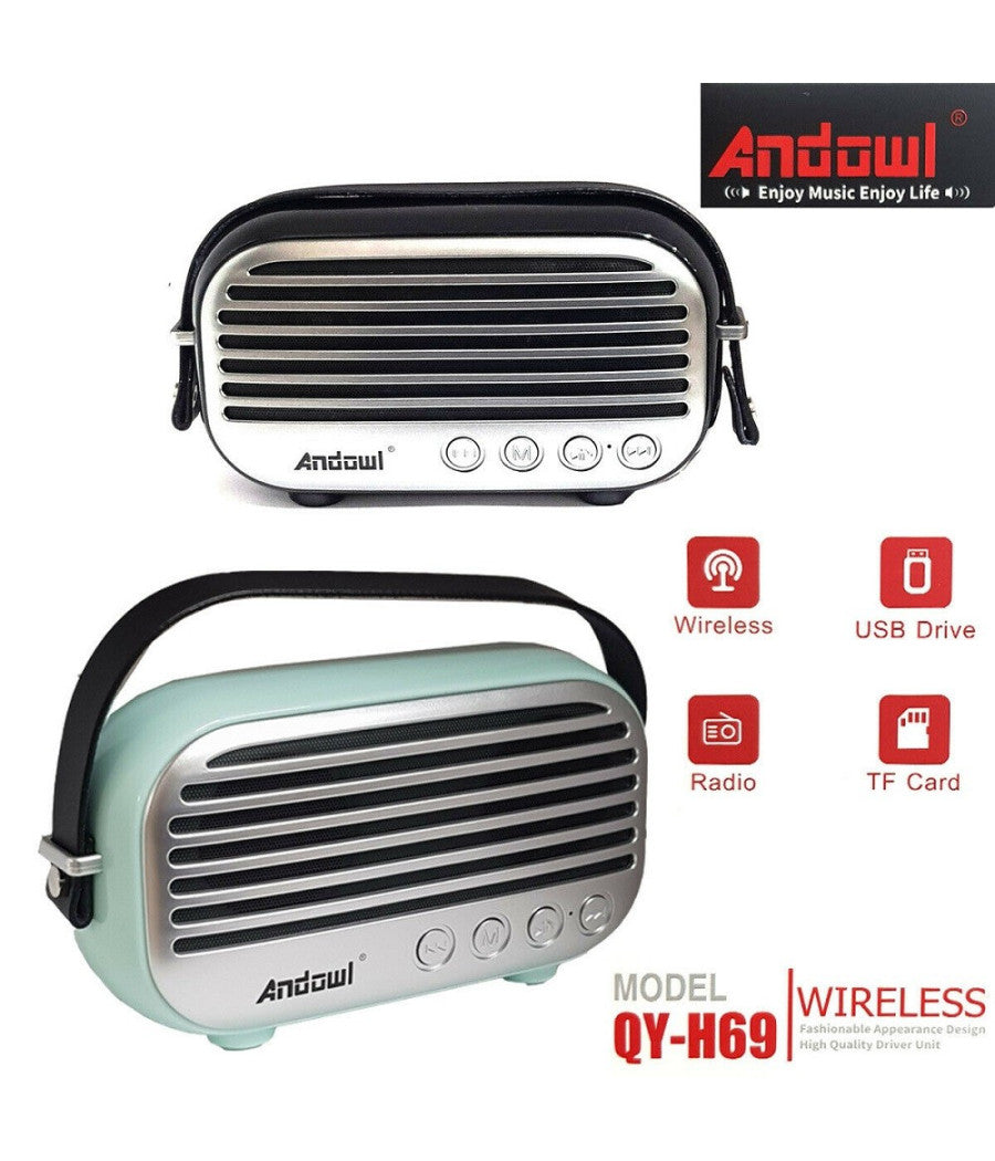 Cassa Speaker Wireless Portatile Ricaricabile Micro Sd Usb Bluetooth Radio Fm         