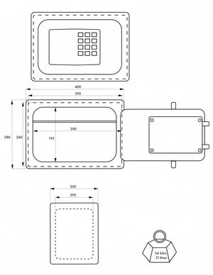Cassaforte portavalori Rambures, 28x40x35cm, serratura a combinazione, chiavi d'emergenza  - THIRARD