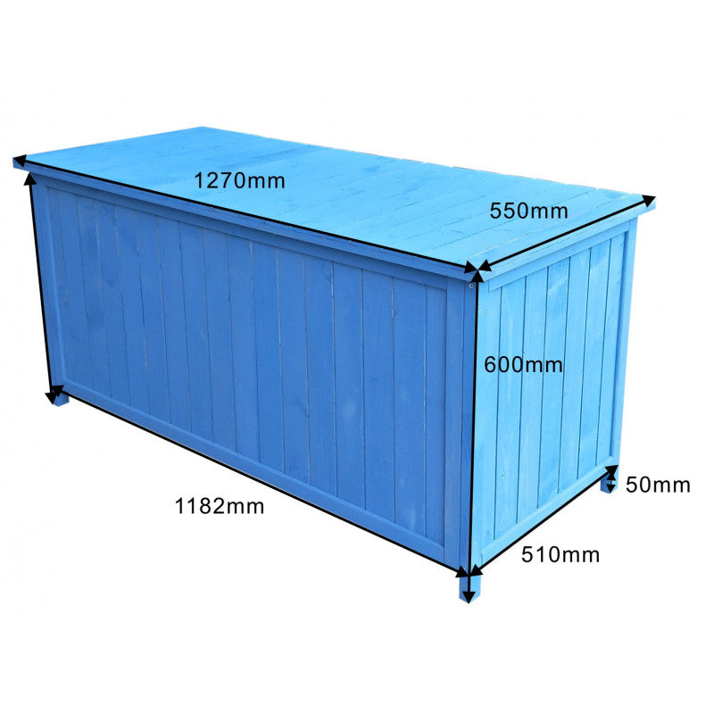 Cassapanca da Giardino in Legno Trattato 127x55x60 Blu