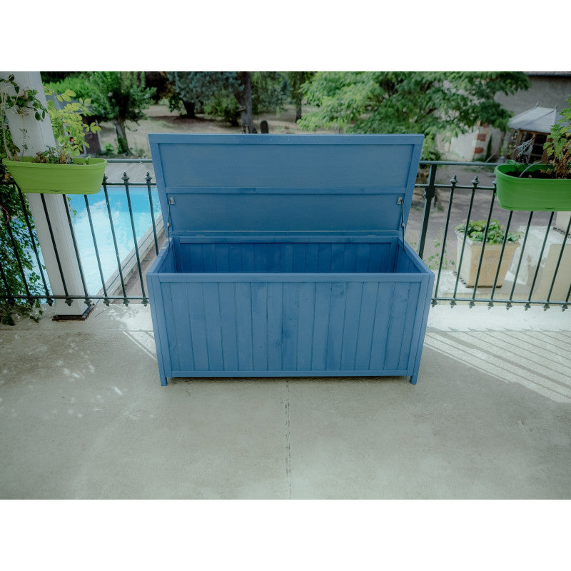 Cassapanca da Giardino in Legno Trattato 127x55x60 Blu