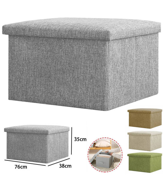 Cassapanca Pouf Contenitore Pieghevole Panca Sgabello Poggiapiedi In Tessuto         