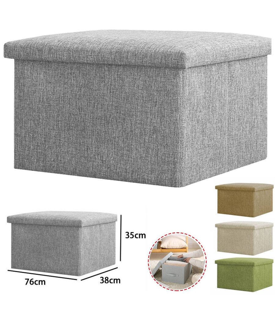 Cassapanca Pouf Contenitore Pieghevole Panca Sgabello Poggiapiedi In Tessuto         