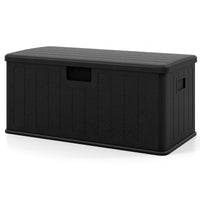 Panca di stoccaggio in resina per interni ed esterni con coperchio bloccabile, 378 L grande cassapanca da giardino da patio Nero-Panchine