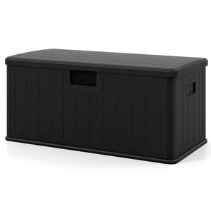 Panca di stoccaggio in resina per interni ed esterni con coperchio bloccabile, 378 L grande cassapanca da giardino da patio Nero-Panchine