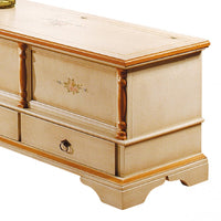 Cassapanca in legno 2 cassetti avorio con profilo ocra l.120 x p.46 h.51 (1347) - Mobili 2G