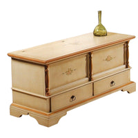 Cassapanca in legno 2 cassetti avorio con profilo ocra l.120 x p.46 h.51 (1347) - Mobili 2G