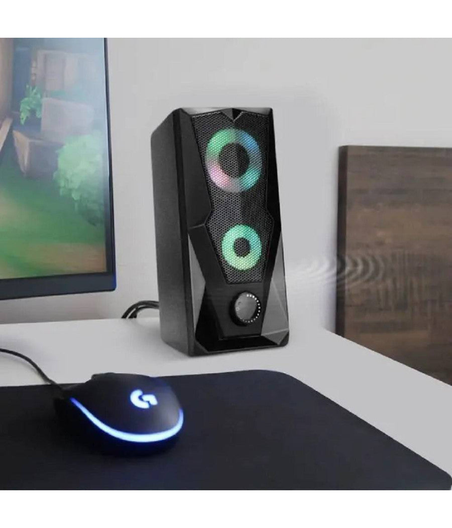 Casse Altoparlanti Stereo Usb 2.0 Con Luci Led Pc Gaming Rgb Speaker Tv Mp3 A5005         