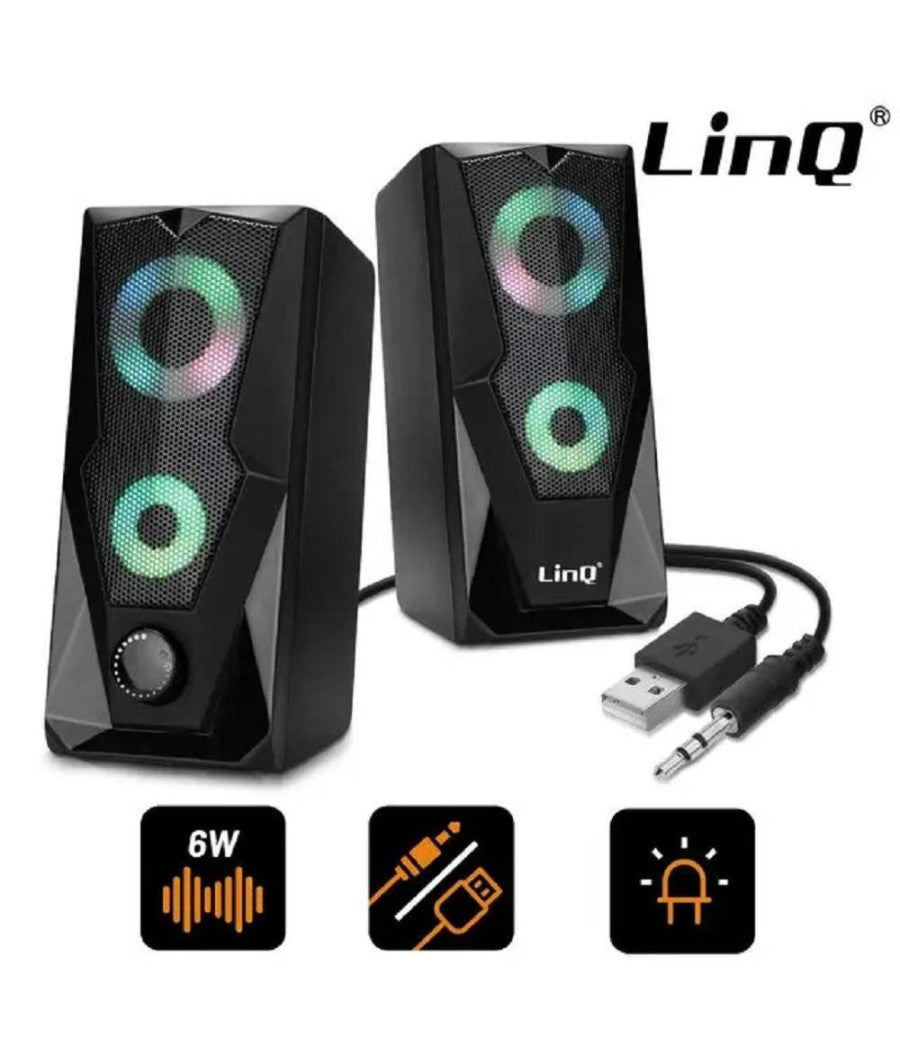 Casse Altoparlanti Stereo Usb 2.0 Con Luci Led Pc Gaming Rgb Speaker Tv Mp3 A5005         