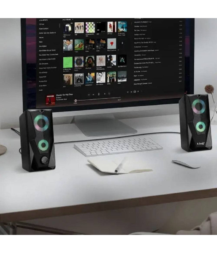 Casse Altoparlanti Stereo Usb 2.0 Con Luci Led Pc Gaming Rgb Speaker Tv Mp3 A5005         