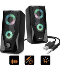 Casse Altoparlanti Stereo Usb 2.0 Con Luci Led Pc Gaming Rgb Speaker Tv Mp3 A5005         