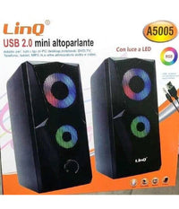 Casse Altoparlanti Stereo Usb 2.0 Con Luci Led Pc Gaming Rgb Speaker Tv Mp3 A5005         
