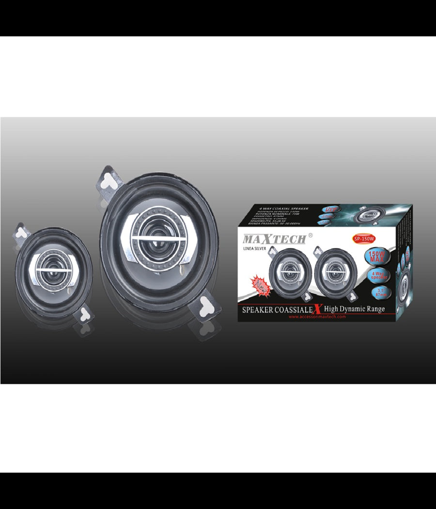 Casse Per Auto 150w 4 Vie Audio Volume Speaker Coassiale Musica Maxtech Sp-150w         