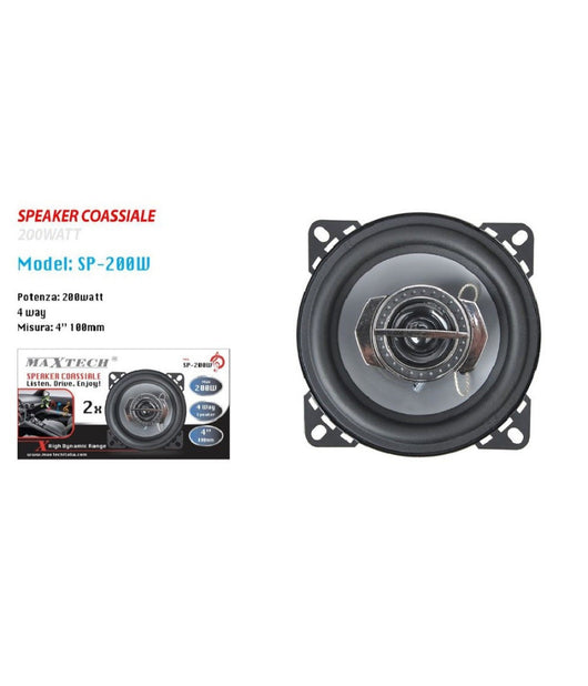 Casse Per Auto 200w Audio Volume Speaker Coassiale Musica 4 Vie Maxtech Sp-200w         