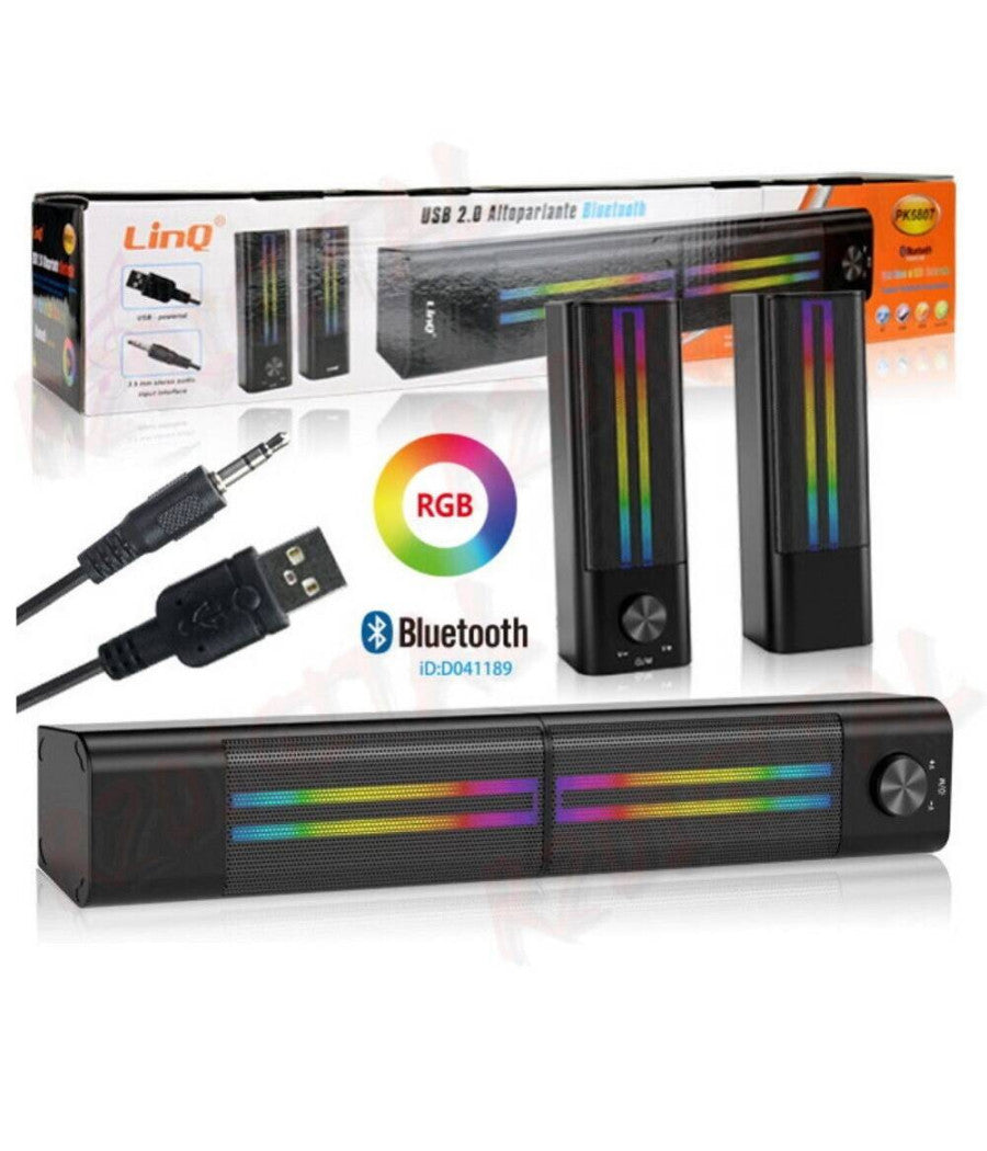 Casse Soundbar Barra Audio Usb 2.0 Speaker Blutooth Led Rgb Home Theatre Pk6807         