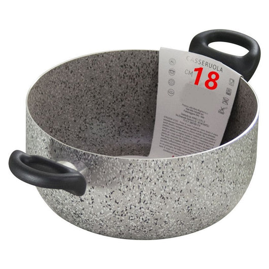 Trade Shop - Casseruola A Doppio Manico Nero Pentola Con Diametro Da 18-20-22-24 Cm Antiaderente Cucina -    -18 Cm   -