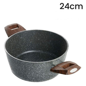 Trade Shop - Casseruola Con 2 Manici Legno Pentola Antiaderente Antigraffio Per Induzione Da ø16 A 24cm -