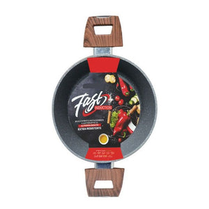 Trade Shop - Casseruola Con 2 Manici Legno Pentola Antiaderente Antigraffio Per Induzione Da ø16 A 24cm -