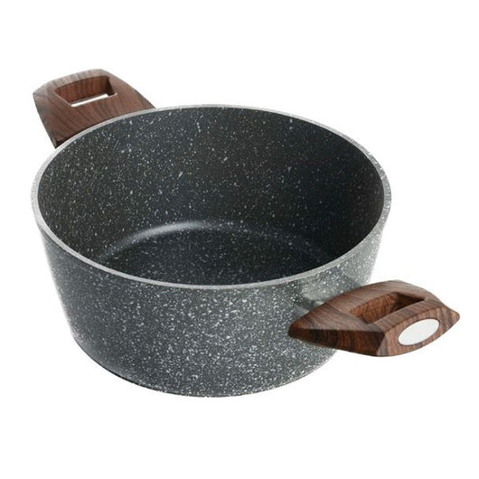 Trade Shop - Casseruola Con 2 Manici Legno Pentola Antiaderente Antigraffio Per Induzione Da ø16 A 24cm -