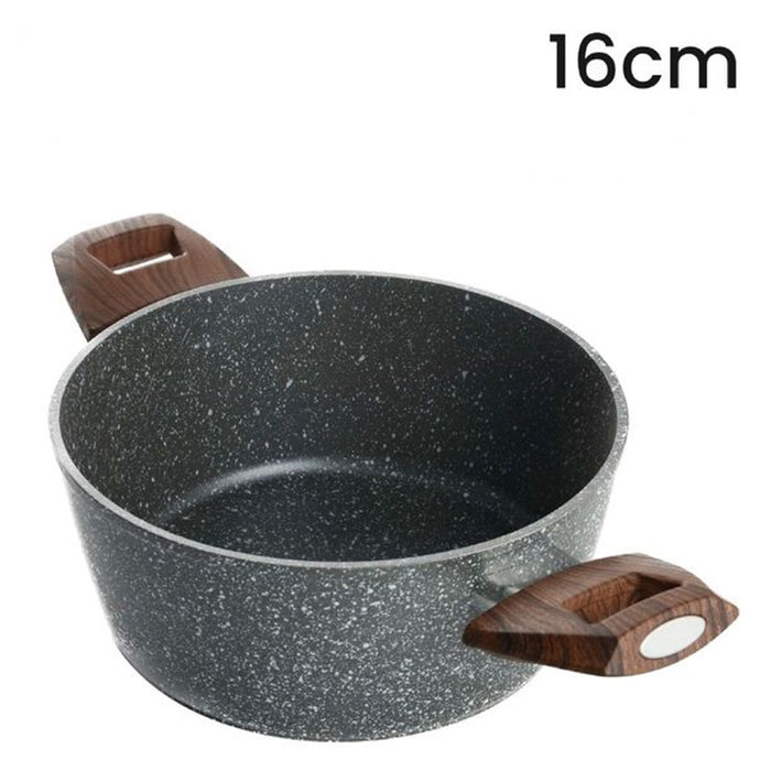 Trade Shop - Casseruola Con 2 Manici Legno Pentola Antiaderente Antigraffio Per Induzione Da ø16 A 24cm -
