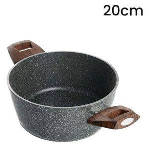 Trade Shop - Casseruola Con 2 Manici Legno Pentola Antiaderente Antigraffio Per Induzione Da ø16 A 24cm -    -diametro 20cm   -