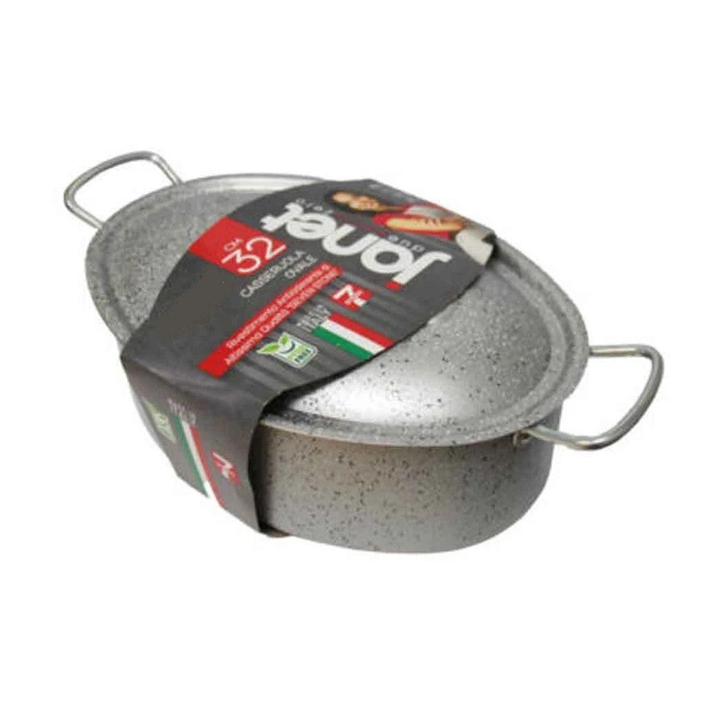 Trade Shop - Casseruola Ovale Con Coperchio 2 Manici 32cm Rivestimento Antiaderente 7 Strati 042771m -