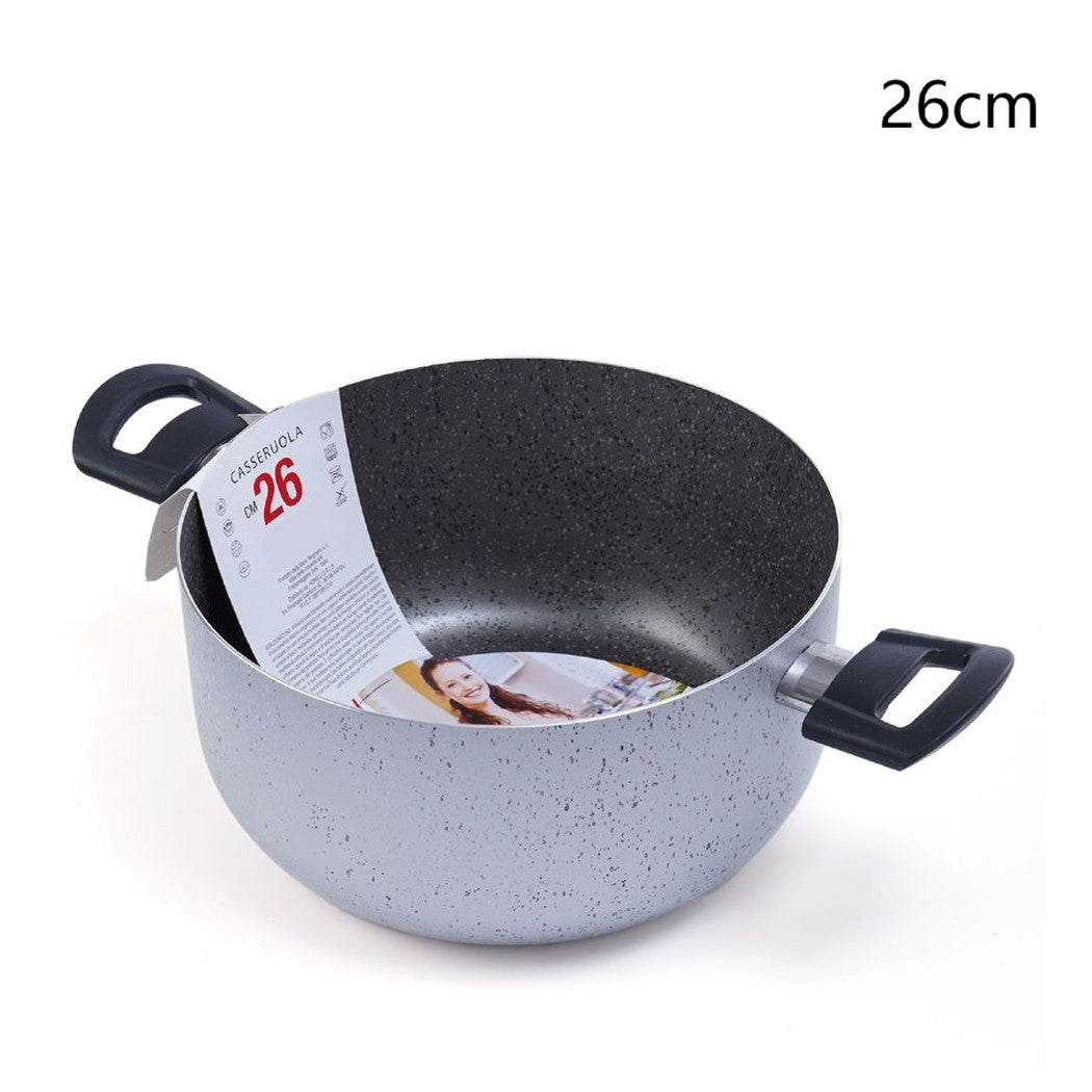 Trade Shop - Casseruola Pentola Con 2 Manici Antiaderente Diametro 14/16/24/26 Cm Utensile Per Cucinare -    -26 Cm   -