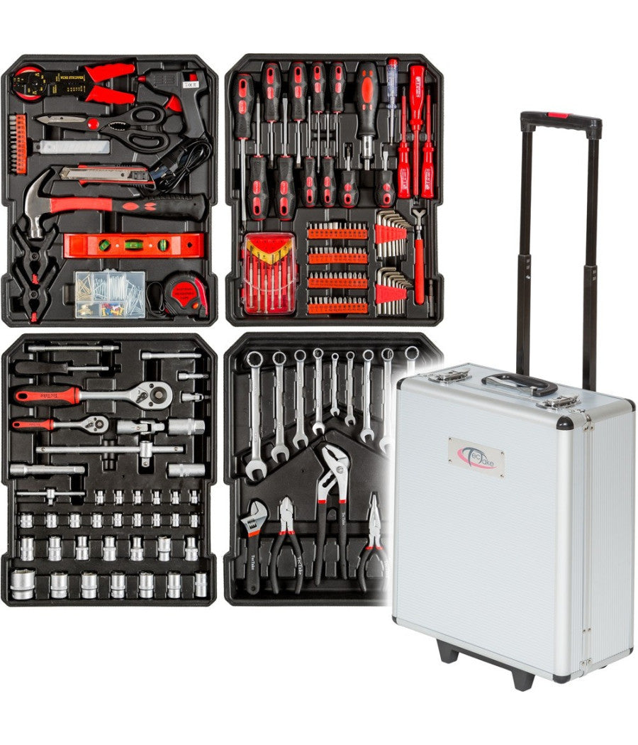 Cassetta Attrezzi A Trolley Officina Portatile Con 187 Utensili 4 Scomparti         