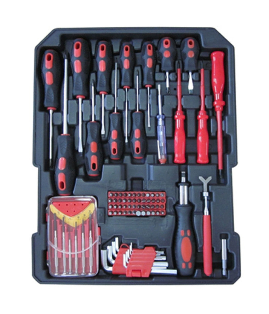 Cassetta Attrezzi A Trolley Officina Portatile Con 187 Utensili 4 Scomparti         