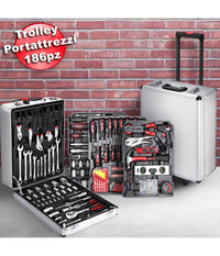 Set Attrezzi 186pz Trolley Valigia Portattrezzi Cassetta Portautensili Lavoro         