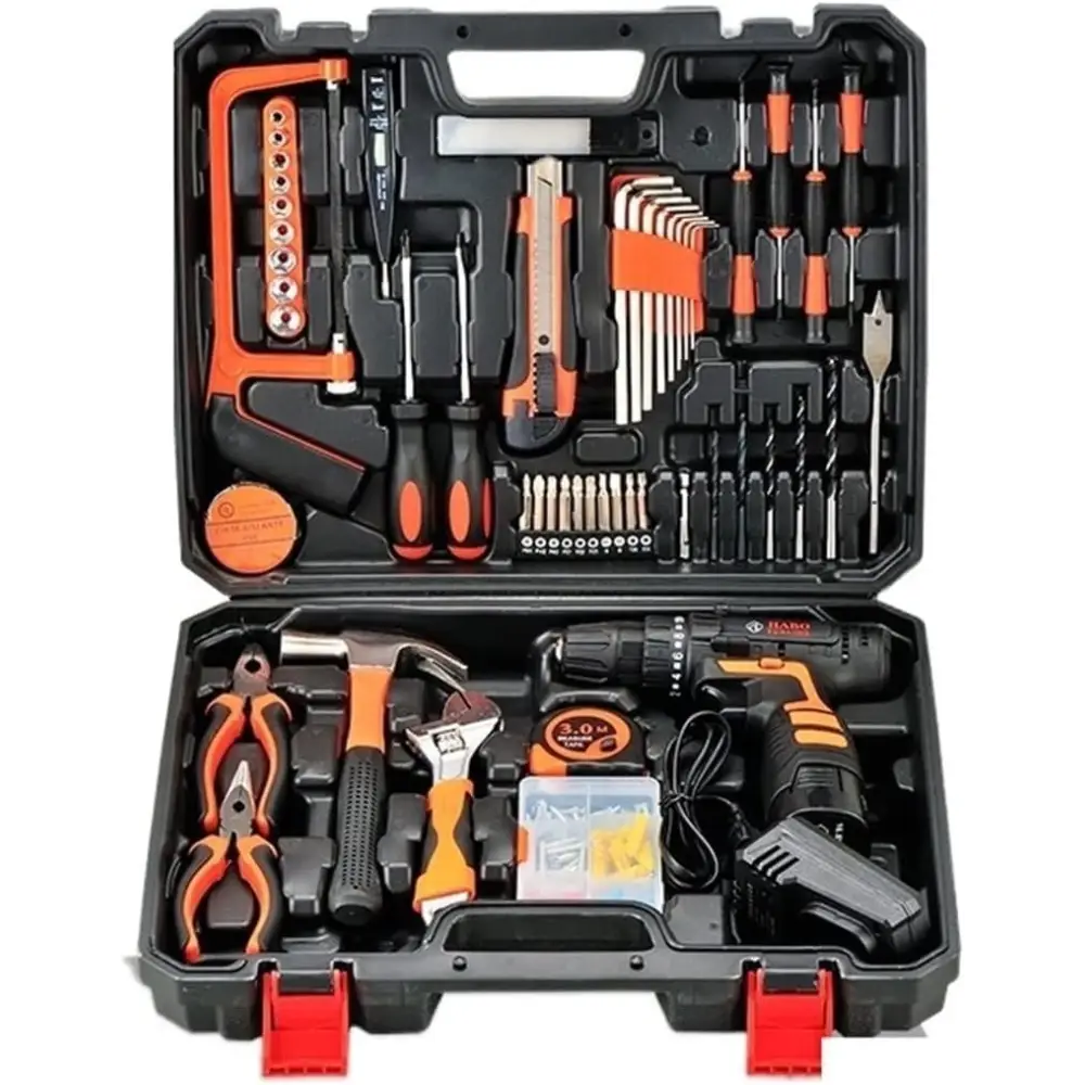 Cassetta attrezzi Completa con Attrezzi da Lavoro con Trapano Avviatore