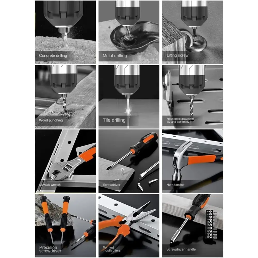 Cassetta attrezzi Completa con Attrezzi da Lavoro con Trapano Avviatore