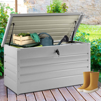 IDMarket - Cassetta da giardino in metallo grigio chiaro con serratura 350L 120x62,5x63 cm