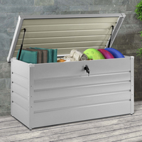 IDMarket - Cassetta da giardino in metallo grigio chiaro con serratura 350L 120x62,5x63 cm