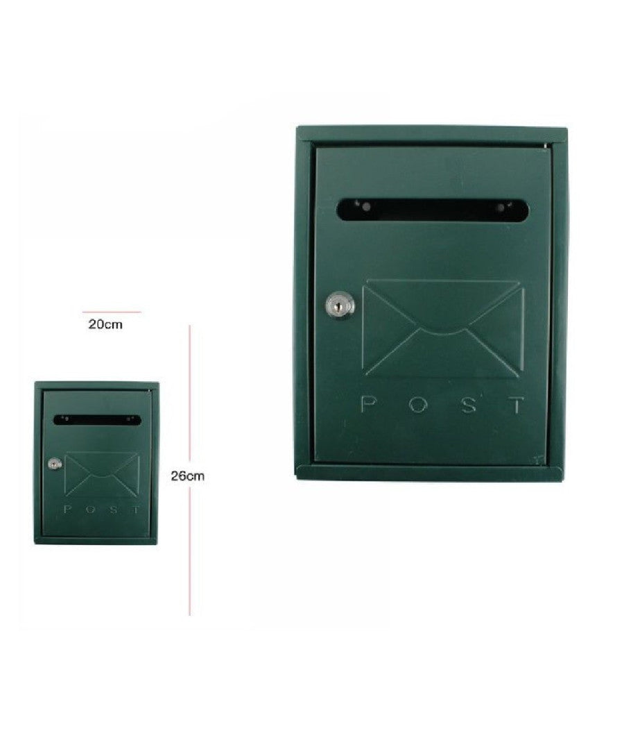 Cassetta Della Posta Postale Box Lettere In Metallo Esterno Verde 26x20cm 64915         