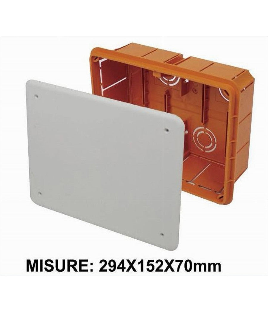 Cassetta Di Derivazione Da Incasso Muro Con Coperchio E Viti 294x152x70mm 27008         