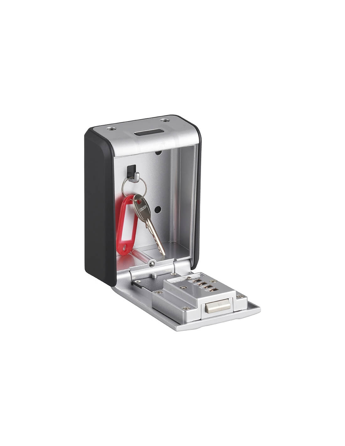 Cassetta portachiavi keybox a combinazione, 4 cifre, ansa in acciaio rimovibile, grigio/nero - THIRARD