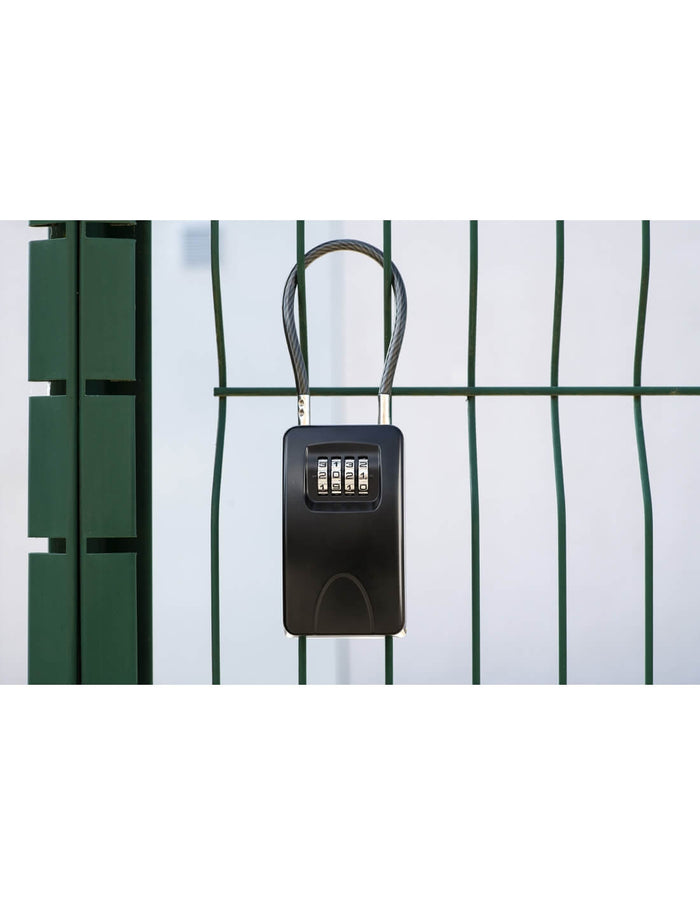 Cassetta porta chiavi a combinazione, 4 cifre, in acciaio, 47x75mm, con cavo, nera - THIRARD