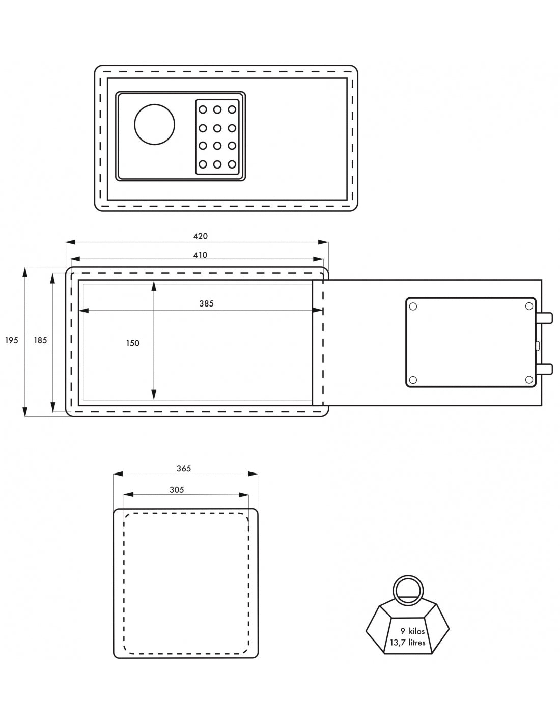Cassetta di sicurezza per laptop Vincennes, serratura a codice elettronico, 2 catenacci, 13,7L - THIRARD