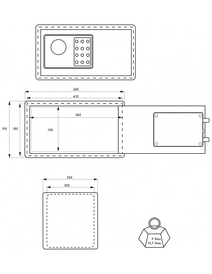 Cassetta di sicurezza per laptop Vincennes, serratura a codice elettronico, 2 catenacci, 13,7L - THIRARD