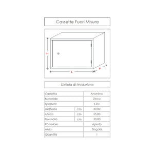 Cassetta gas h 55 x l 30 x p 30cm cassonetto contenitore zincato per contatore