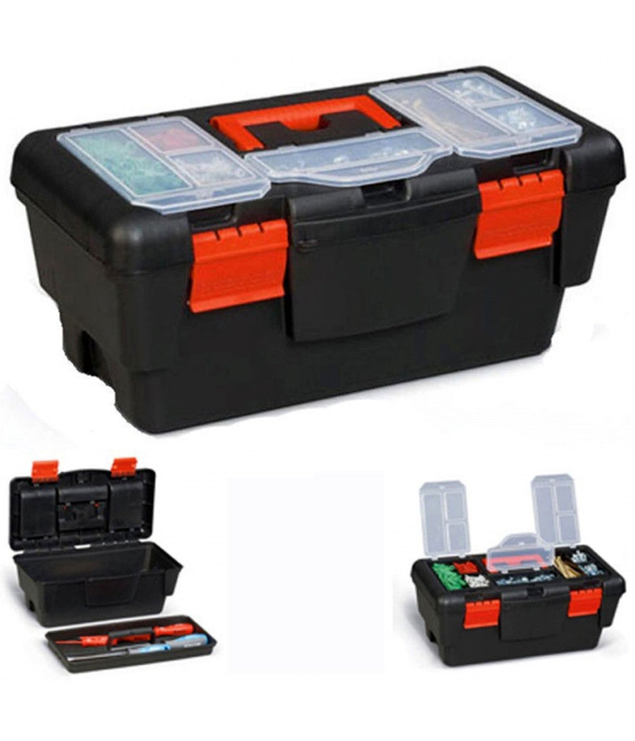 Cassetta Porta Attrezzi Porta Utensili In Plastica Con 10 Scomparti 50x30x22cm         