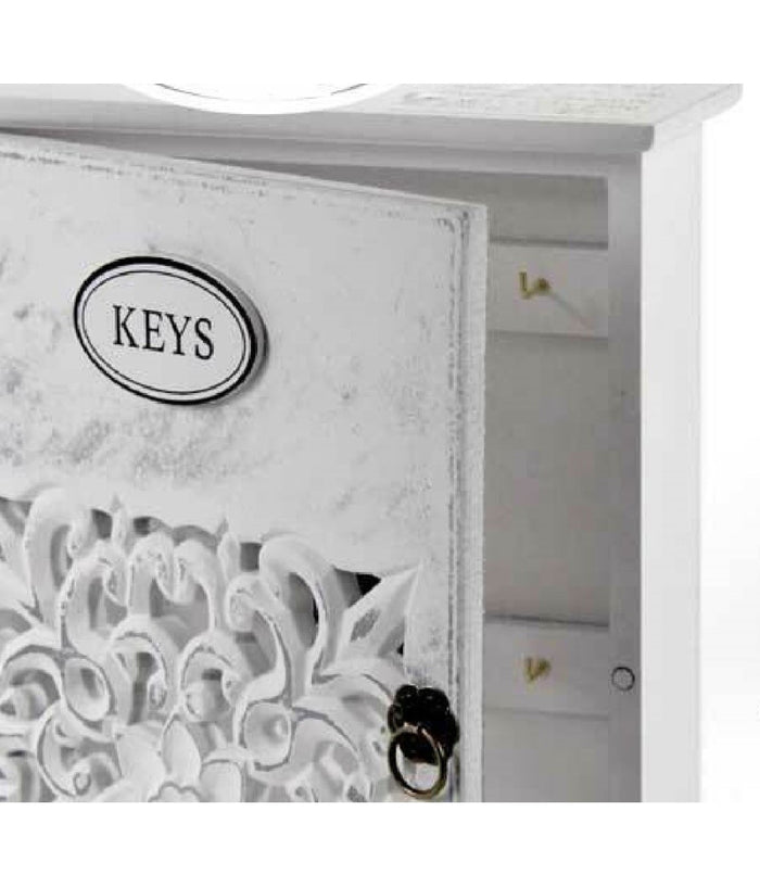 Cassetta Porta Chiavi Box In Legno Da Parete 20 X 6 X 26 Cm Decoro Keys 784712         
