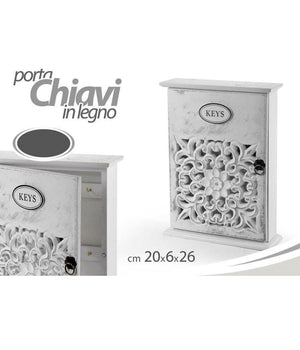 Cassetta Porta Chiavi Box In Legno Da Parete 20 X 6 X 26 Cm Decoro Keys 784712         