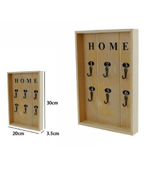 Trade Shop - Cassetta Portachiavi In Legno Naturale 6 Posti Decoupage Home 20x30x3.5cm 07077 -