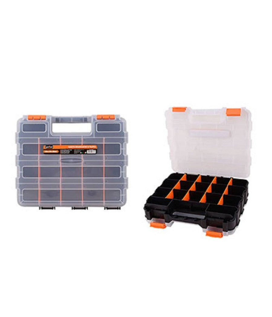 Cassetta Portautensili 34 Scomparti Doppio Lato Scomparti Regolabili Attrezzi         