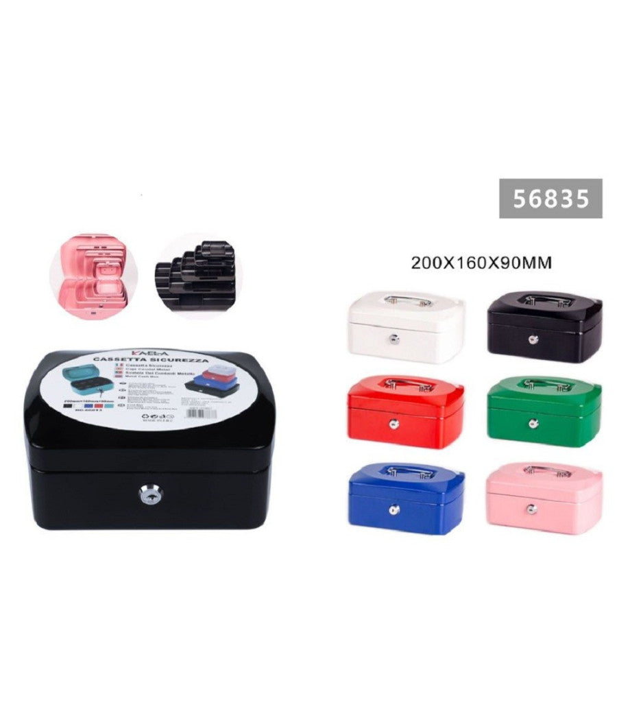 Cassetta Portavalori Cassaforte Di Sicurezza In Metallo Chiavi 20x16x9cm 56835         