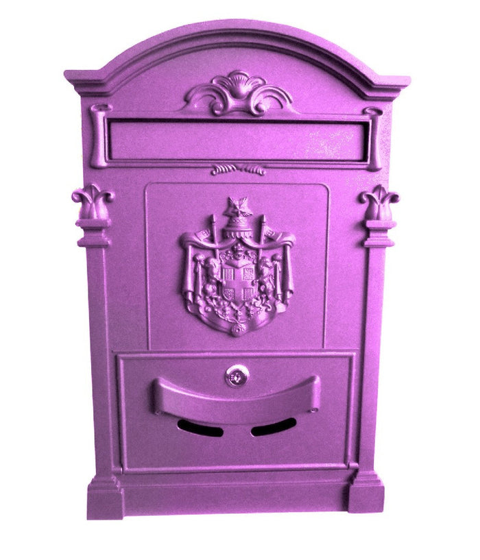 Cassetta Postale Buca Lettere In Stile Antico Classico In Alluminio Verniciato  Viola       