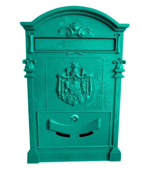 Cassetta Postale Buca Lettere In Stile Antico Classico In Alluminio Verniciato  Turchese       