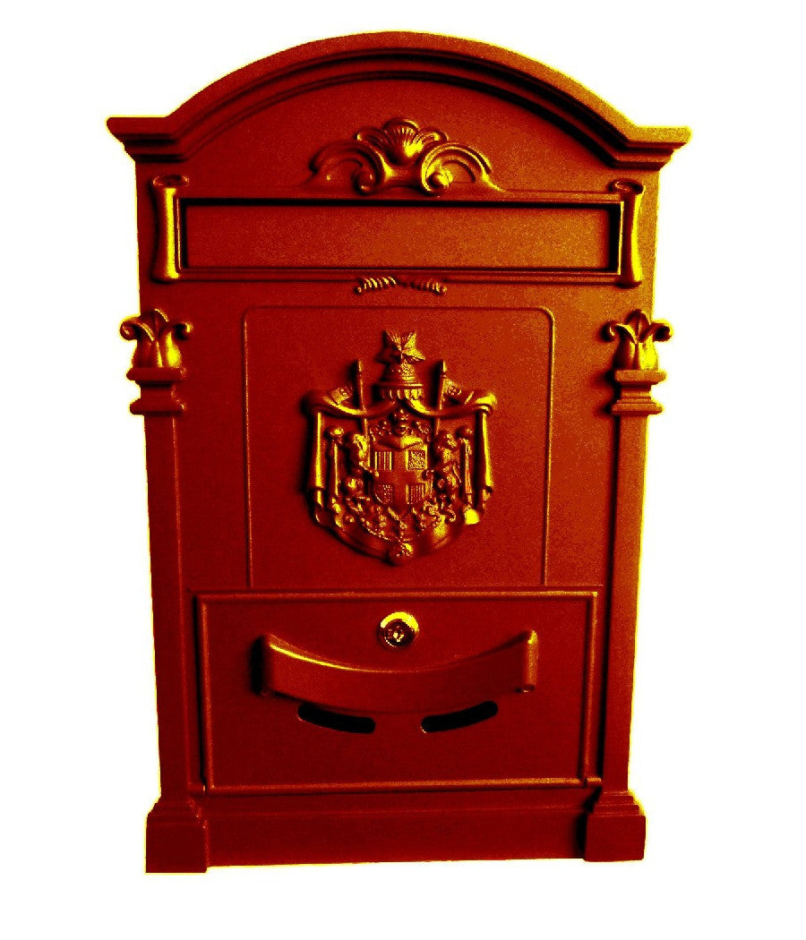 Cassetta Postale Buca Lettere In Stile Antico Classico In Alluminio Verniciato  Marrone       