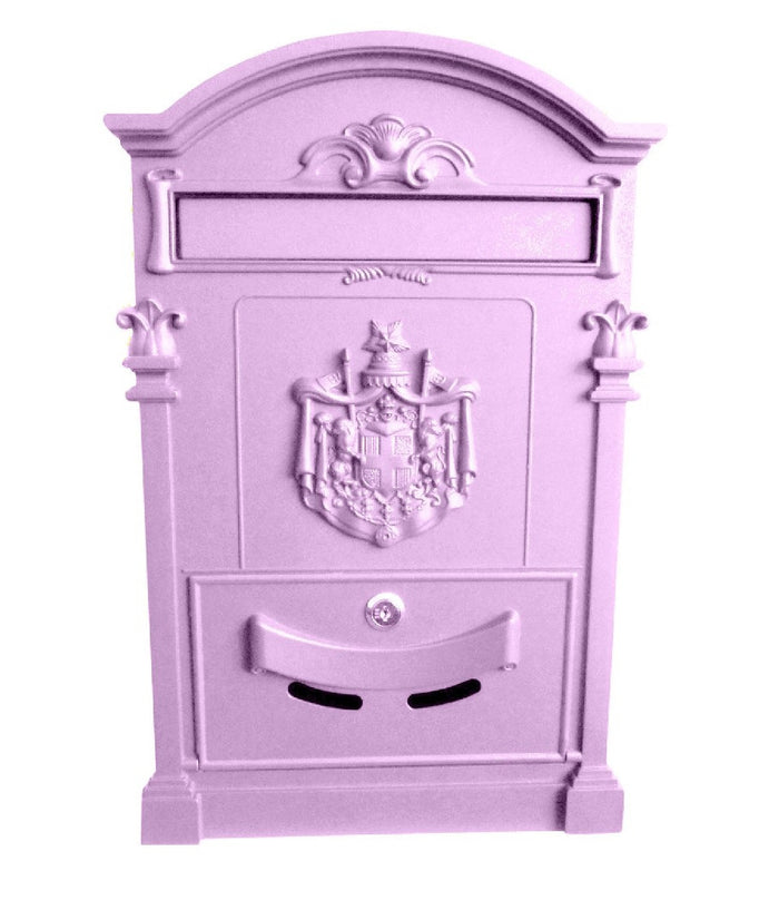 Cassetta Postale Buca Lettere In Stile Antico Classico In Alluminio Verniciato  Rosa       